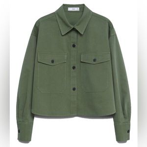 Mango cropped cotton over shirt